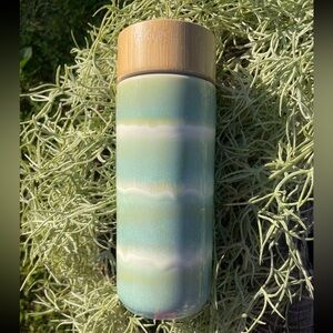 BW Green Ceramic Vase with Bamboo Lid